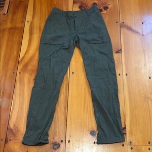 REI CO-OP 0 Shaded Green Savannah Trails Nylon Pants Cinch Cuff Pockets!
